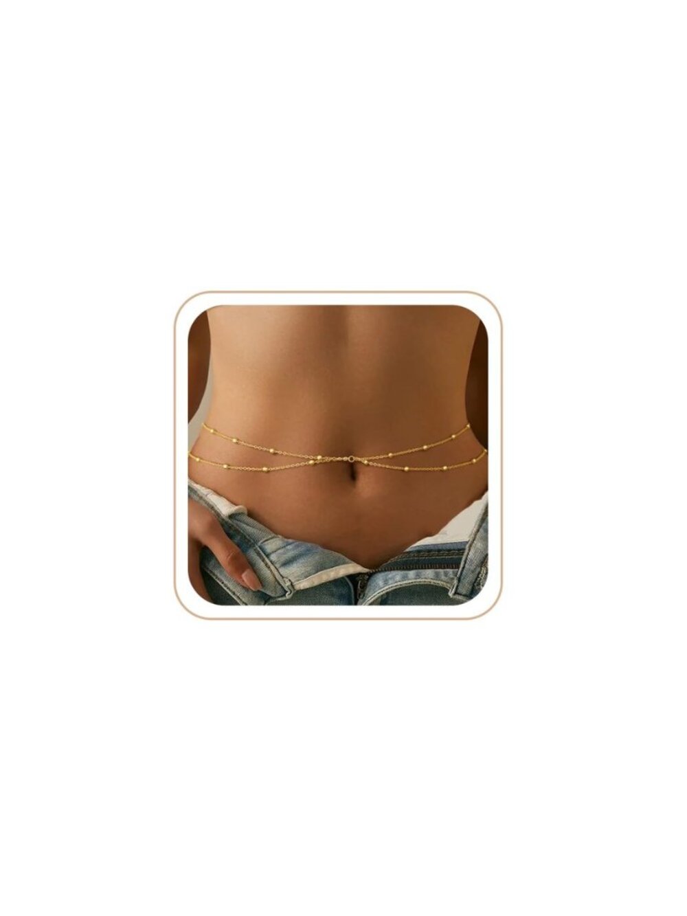 Waist Beads for Women, Dainty 14k Gold Plated Waist Chain Beach Accessories Cute